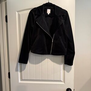 LC Lauren Conrad Black Velvet Moto Jacket